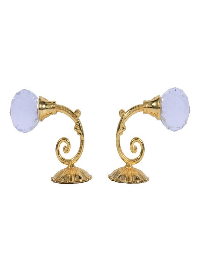 Marhynchus Crystal Hanger, 2X Heavy Metal Curtain Tiebacks with Gold Finish, Decorative Wall Mounted Window Treatment Holdbacks, 1.57x2.44 inches, 0.167 kg - Image 5